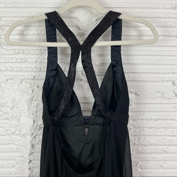 Cache Dress Y2K Black Sheer Chiffon Silk Beaded Whimsigoth Fairy Ethereal Size 2 - Picture 9 of 15